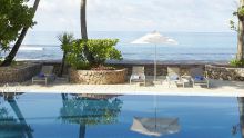 Pool overlooking the ocean at Le Meridien Barbarons, Mahe, Seychelles