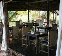 The al fresco restaurant at Pole Pole Bungalow Resort, Mafia Island, Tanzania