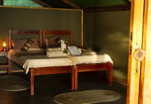 Tent interior at Guma Lagoon Camp, Okavango Delta, Botswana