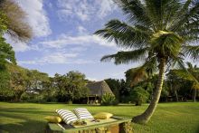 The lawns with outdoor seating at Rusinga Island Lodge, Lake Victoria, Kenya