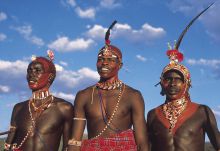 The tribesmen in traditional dress at Sabuk Lodge, Laikipia, Kenya