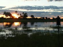 Delta sunset at Seba Camp, Okavango Delta, Botswana (Wilderness Safaris)