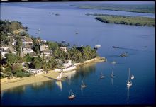 Aerial shot of Peponi Hotel, Lamu Island, Kenya