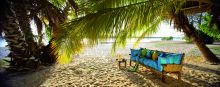 Sofa on the beach at Funzi Keys, Funzi Island, Kenya