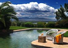 Swimming pool at Kiangazi House, Lake Naivasha, Kenya by night