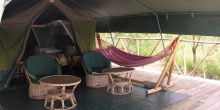 Tent lounging area at Mantana Lake Mburo Camp, Lake Mburo National Park, Uganda
