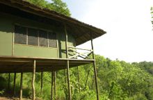 Tented banda exterior at Sable Mountain Lodge, Selous National Park, Tanzania