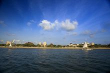 Wide shot of the setting at The Majlis, Lamu Island, Kenya