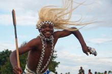 Traditional dancer at Virunga Lodge, Volcanoes National Park, Uganda