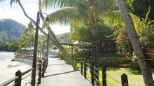 Walkway along the beach at Le Meridien Fishermans Cove, Mahe, Seychelles